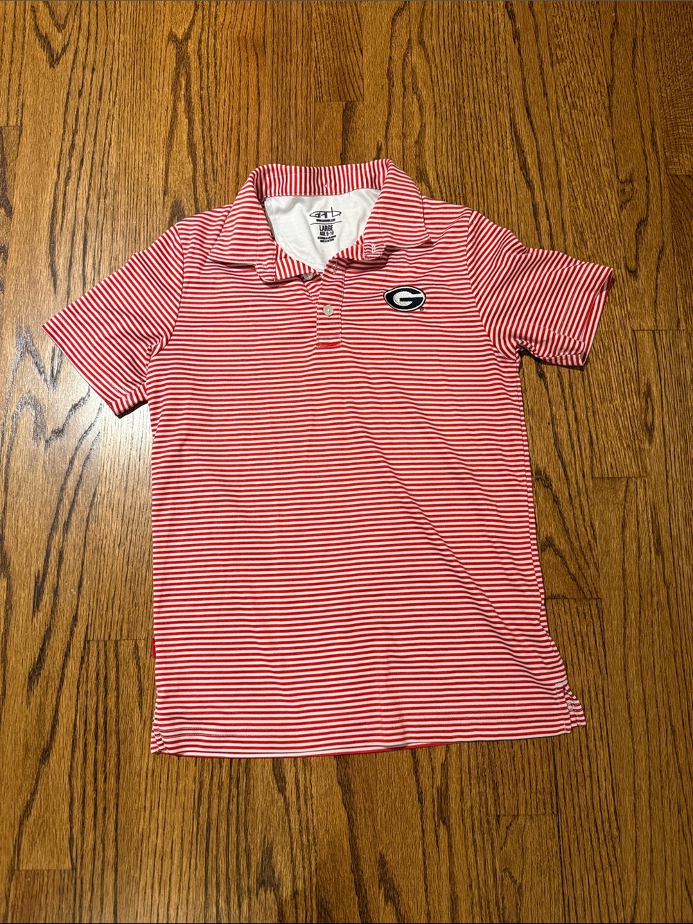 Garb Red and White Striped Kids Polo with Georgia Logo